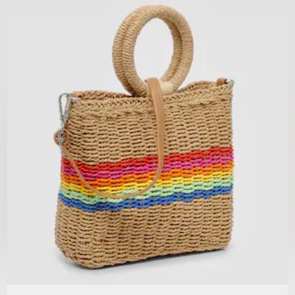 Crown Vintage Striped/rainbow/PRIDE Straw Bag - Picture 2 of 6